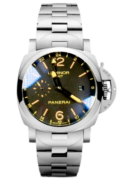 PANERAI LUMINOR GMT- PLATA FONDO NEGRO