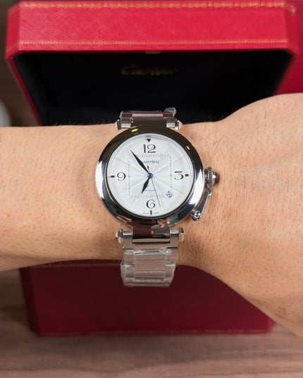 CARTIER PASHA PLATEADO FONDO BLANCO