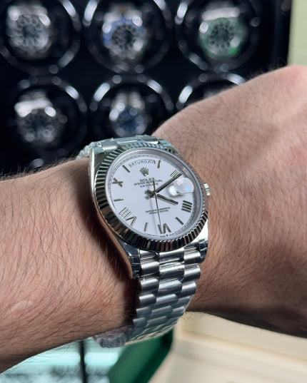 ROLEX DAY-DATE SUIZO - ACERO FONDO BLANCO