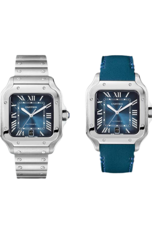 CARTIER SANTOS SUIZO DOBLE EXTENSIBLE - FONDO AZUL