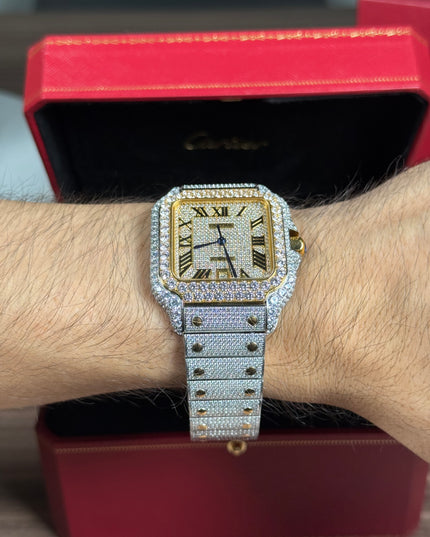 CARTIER SANTOS FULL ICE BICOLOR SUIZO