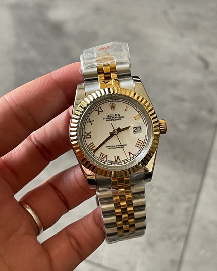 ROLEX DATEJUST  - DOBLE TONO, ROMANO FONDO BLANCO