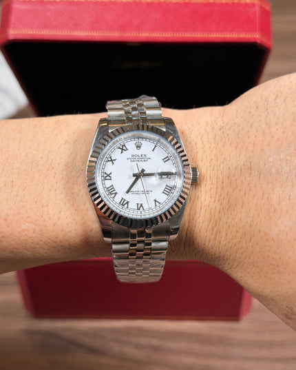 ROLEX DATEJUST PLATEADO - FONDO BLANCO