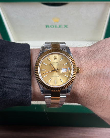 ROLEX DATEJUST SUIZO - DOBLE TONO FONDO DORADO