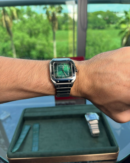 CARTIER SANTOS SUIZO DOBLE EXTENSIBLE - FONDO VERDE