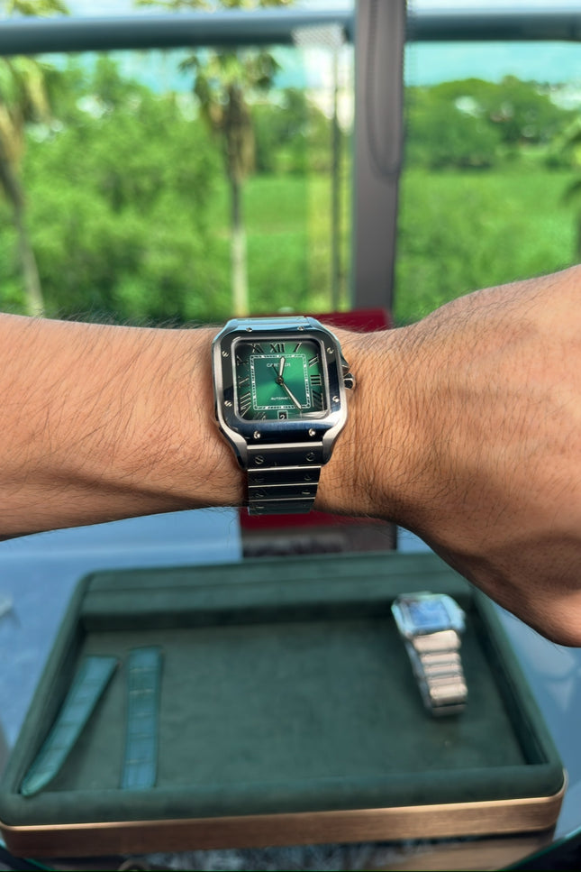 CARTIER SANTOS SUIZO DOBLE EXTENSIBLE - FONDO VERDE