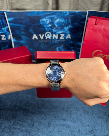 CARTIER BALLON BLEU SUIZO DOBLE EXTENSIBLE - FONDO AZUL