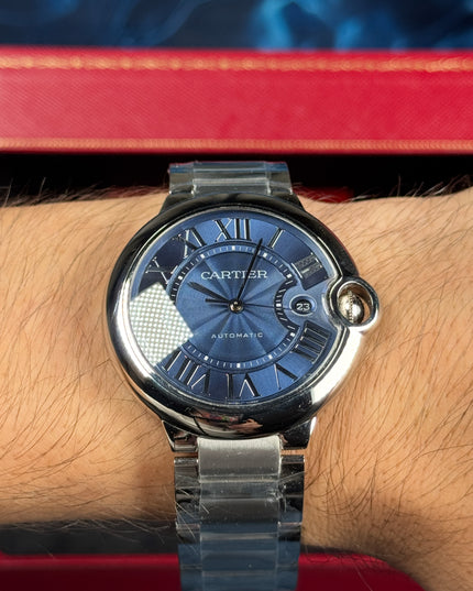 CARTIER BALLON BLEU SUIZO DOBLE EXTENSIBLE - FONDO AZUL