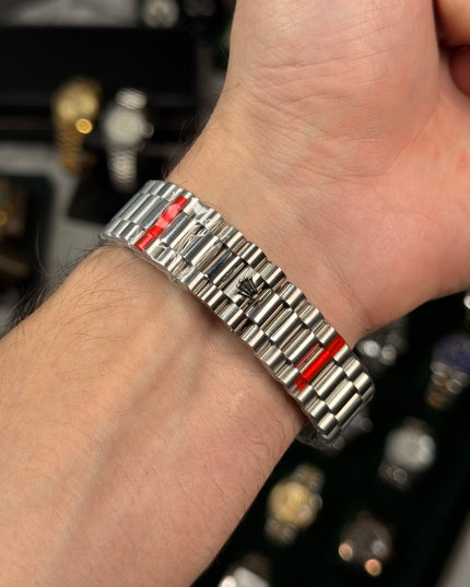 ROLEX DAY DATE PLATEADO - FONDO VERDE