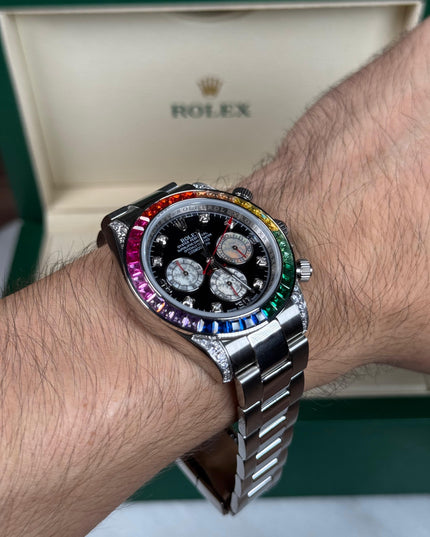 ROLEX DAYTONA RAINBOW PLATEADO