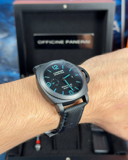 PANERAI MARINA - NEGRO CON DETALLES AZULES