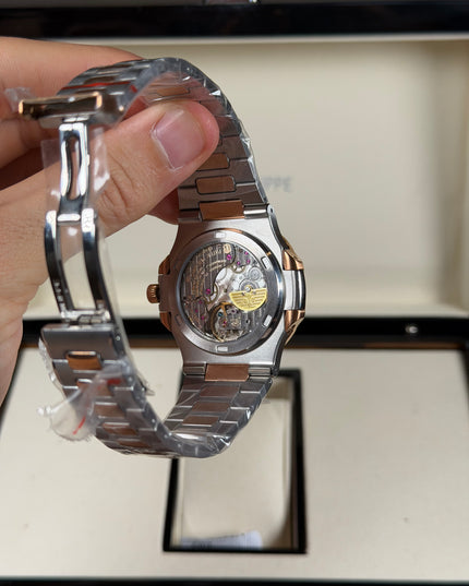 PATEK PHILIPPE NAUTILUS MOON PHASE ROSE GOLD BLACK DIAL