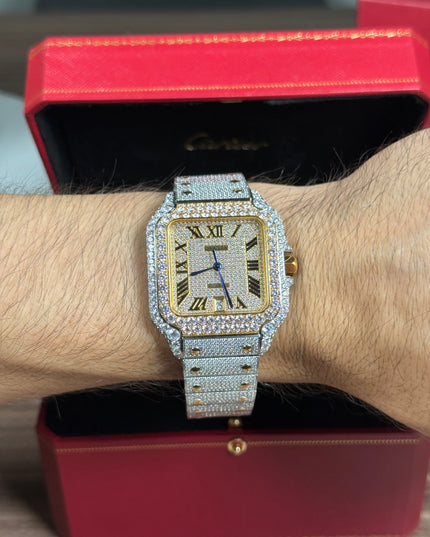 CARTIER SANTOS FULL ICE BICOLOR SUIZO