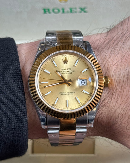 ROLEX DATEJUST SUIZO - DOBLE TONO FONDO DORADO