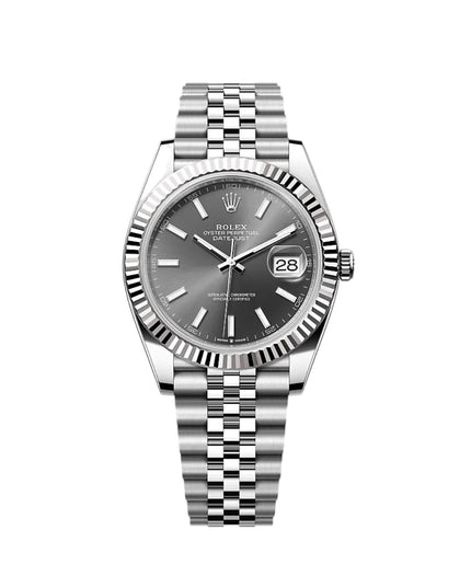 ROLEX DATEJUST PLATEADO - FONDO GRIS