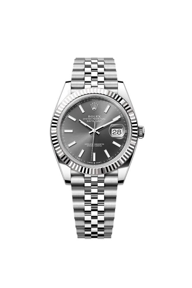 ROLEX DATEJUST PLATEADO - FONDO GRIS