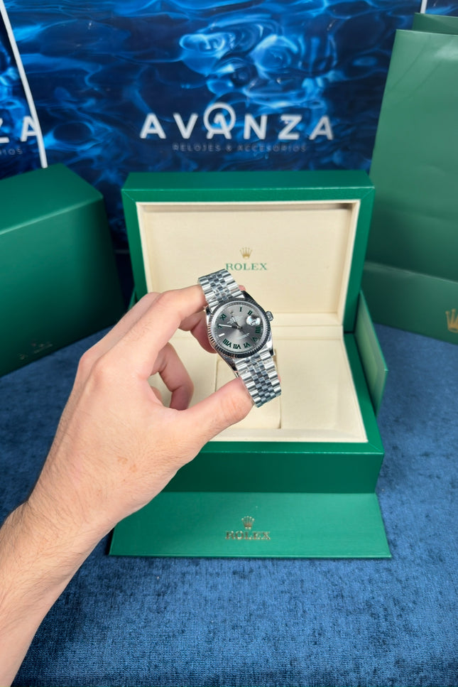 ROLEX DATEJUST WIMBLENDON DAMA SUIZO - JUBILEE BISEL ESTRIADO