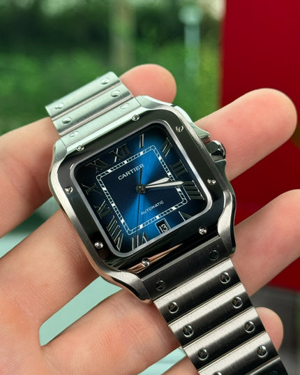 CARTIER SANTOS SUIZO DOBLE EXTENSIBLE - FONDO AZUL