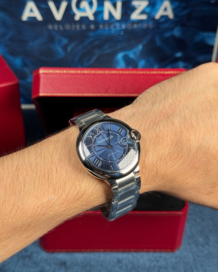 CARTIER BALLON BLEU SUIZO DOBLE EXTENSIBLE - FONDO AZUL
