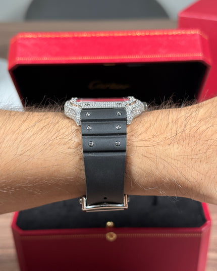 CARTIER SANTOS FULL ICE CAUCHO FONDO VERDE SUIZO