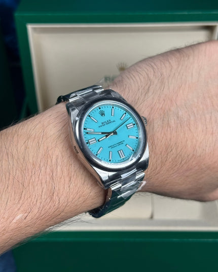 ROLEX OYSTER PERPETUAL 36MM SUIZO - FONDO AZUL TURQUESA