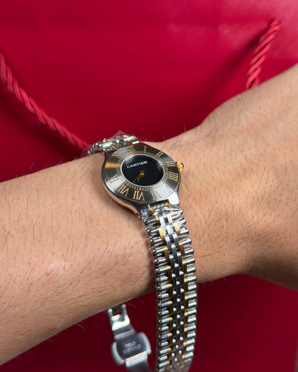 CARTIER MUST 21 DOBLE TONO FONDO NEGRO