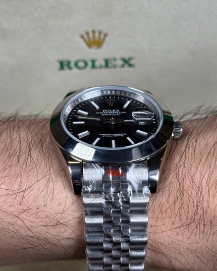 ROLEX DATEJUST PLATEADO - FONDO NEGRO OYSTER