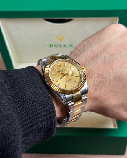ROLEX DATEJUST SUIZO - DOBLE TONO FONDO DORADO