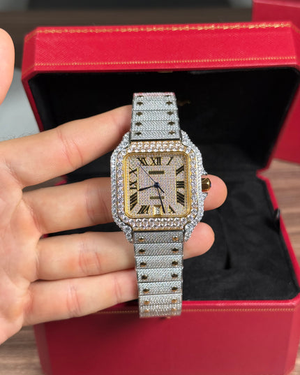 CARTIER SANTOS FULL ICE BICOLOR SUIZO