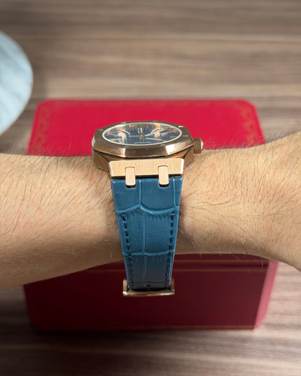 AUDEMARS PIGUET ROYAL OAK PIEL AZUL ROSE GOLD