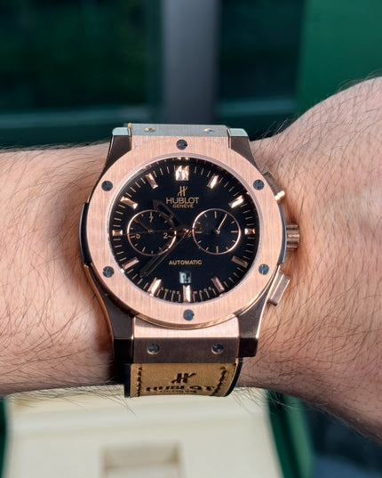 HUBLOT CRONO CLASSIC FUSION - NEGRO EXTENSIBLE GAMUZA CAMEL