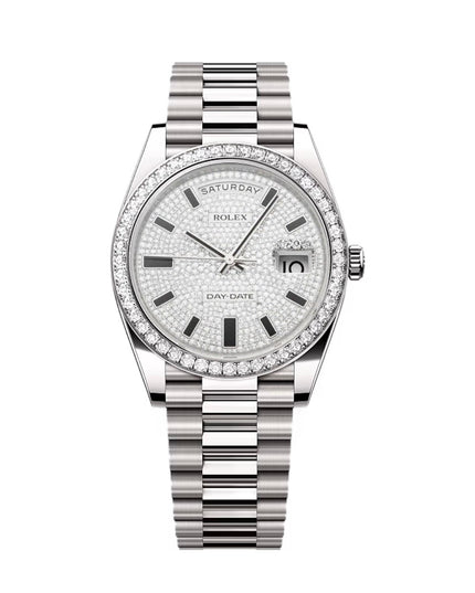 ROLEX DAY- DATE DIAMANTES PLATEADO
