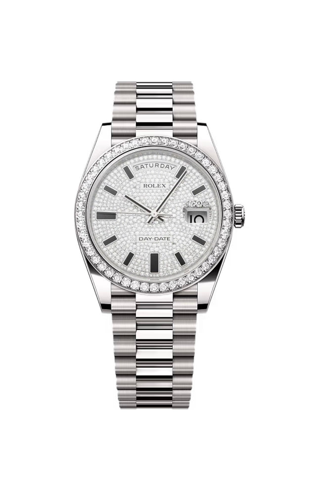 ROLEX DAY- DATE DIAMANTES PLATEADO