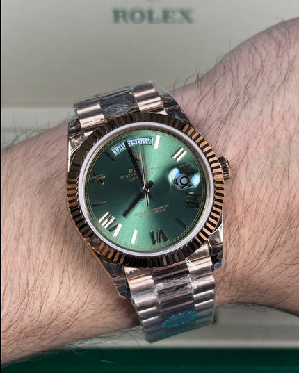 ROLEX DAY-DATE 40 SUIZO - ROSE GOLD FONDO VERDE