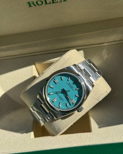 ROLEX OYSTER PERPETUAL 36MM SUIZO - FONDO AZUL TURQUESA