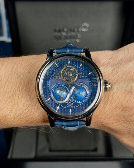 MONTBLANC TOURBILLON CYLINDRIQUE GEOSPHERES VASCO DA GAMA BLUE DIAL