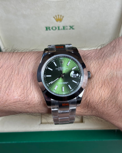 ROLEX DATEJUST PLATEADO - FONDO VERDE