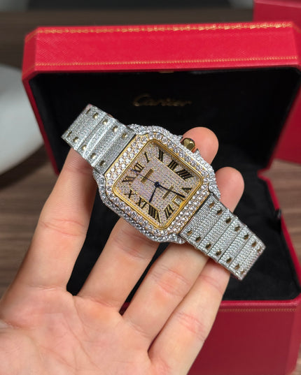 CARTIER SANTOS FULL ICE BICOLOR SUIZO