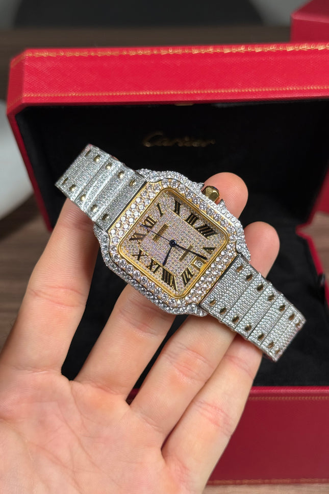 CARTIER SANTOS FULL ICE BICOLOR SUIZO