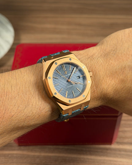 AUDEMARS PIGUET ROYAL OAK PIEL AZUL ROSE GOLD