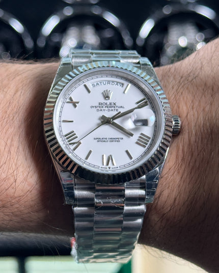 ROLEX DAY-DATE SUIZO - ACERO FONDO BLANCO