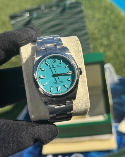 ROLEX OYSTER PERPETUAL 36MM SUIZO - FONDO AZUL TURQUESA