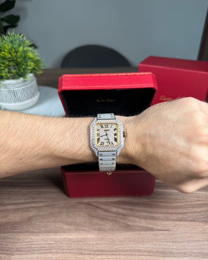 CARTIER SANTOS FULL ICE BICOLOR SUIZO