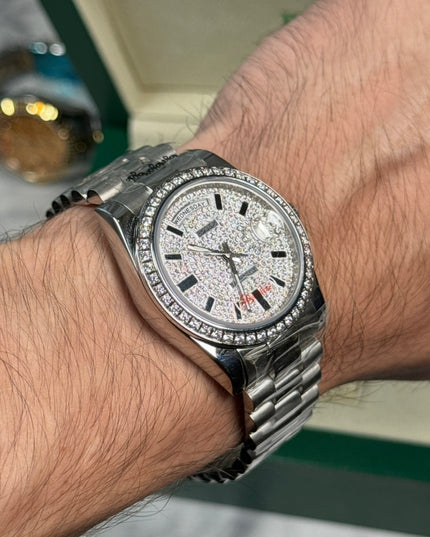 ROLEX DAY- DATE DIAMANTES PLATEADO