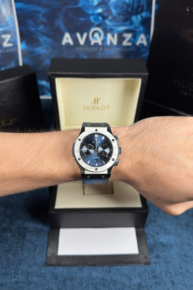 HUBLOT CRONO CLASSIC FUSION - AZUL PLATEADO