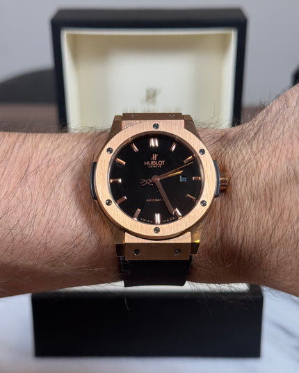 HUBLOT CLASSIC FUSION CERAMIC KING GOLD BLACK DIAL