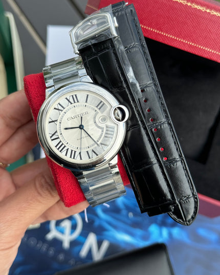 CARTIER BALLON BLEU SUIZO DOBLE EXTENSIBLE - FONDO BLANCO