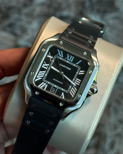 CARTIER SANTOS EXTENSIBLE CAUCHO - FONDO NEGRO