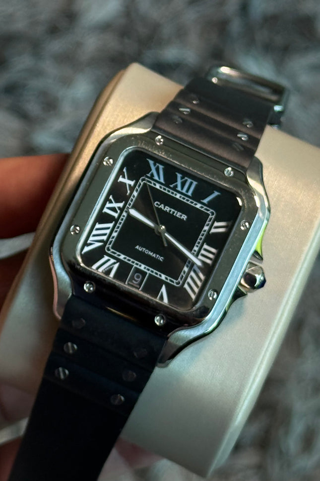 CARTIER SANTOS EXTENSIBLE CAUCHO - FONDO NEGRO