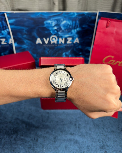 CARTIER BALLON BLEU SUIZO DOBLE EXTENSIBLE - FONDO BLANCO